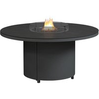 Flitwick Round 150cm Glass Dining Table With Firepit In Matt Slate