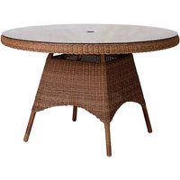 Sanmo Outdoor Round 1200mm Glass Top Dining Table In Red Pine