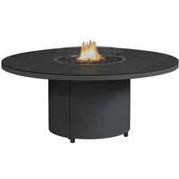 Flitwick Round 180cm Glass Dining Table With Firepit In Matt Slate