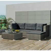 Paton Rattan 5 Piece Garden Lounge Set With Cushions In Grey