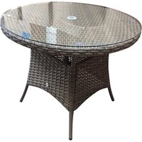 Elysia Round Clear Glass Top 100cm Dining Table In Mixed Grey