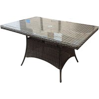 Fetsa Outdoor Rectangular 150cm Dining Table In Brown Weave