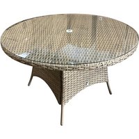 Derya Glass Top 135cm Wicker Dining Table In Natural