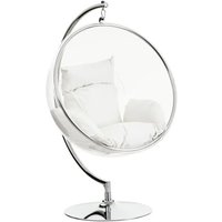Gazit Clear Swing Seat Hanging Chair With Cream Cushions