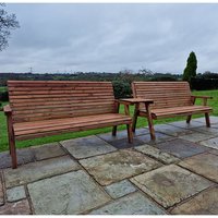 Vail Straight Tray Timber 6 Seater Bench Set In Brown