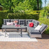 Bella Lounge Dining Set In Vintage Willow With Charcoal Frame