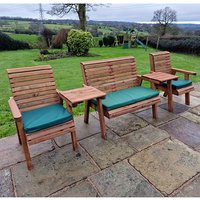 Vail Straight 2 Chairs And 2 Seater Bench With Green Cushions