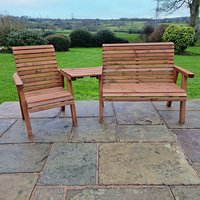 Vail Timber Angled 1 Seater And 2 Seater Trio Set In Brown