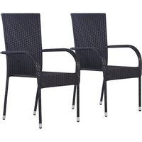Garima Outdoor Black Poly Rattan Dining Chairs In A Pair