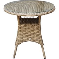 Derya Glass Top 70cm Wicker Bistro Dining Table In Natural