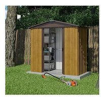 Yardmaster 6.7 X 4.5 Ft Woodgrain Effect Apex Roof Metal Shed