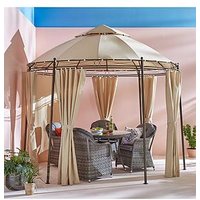 3M Round Steel Showerproof Gazebo With Sides - Sturdy Steel Frame