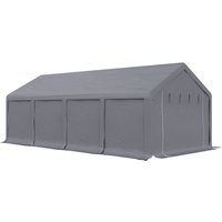 4x8m Patio Garden Party Canopy, PVC Cover Water-Resistant Dark Grey