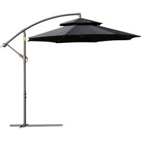 2.7m Banana Parasol Cantilever Handle, Cross Base Black