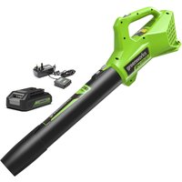 Greenworks G24ABII 24v Cordless Axial Garden Leaf Blower 1 x 2ah Li-ion Charger