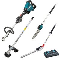 Makita DUX60 Twin 18v LXT Cordless Brushless Split Shaft Garden Multi Tool Set 2 x 6ah Li-ion Charger