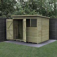 Forest Garden Shiplap Pent Shed - 2 Window Double Door - 8and#039; x 6and#039;