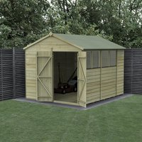 Forest Garden Shiplap Apex Shed - 4 Windows Double Door - 10and#039; x 10and#039;