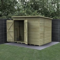 Forest Garden Shiplap Pent Shed - No Window Double Door - 8and#039; x 6and#039;