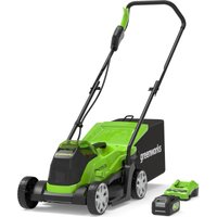 Greenworks GD24LM33 24v Cordless Brushless Rotary Lawnmower 330mm 1 x 4ah Li-ion Charger