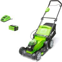 Greenworks G40LM41 40v Cordless Rotary Lawnmower 400mm 1 x 2ah Li-ion Charger