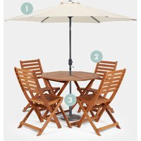 Wooden Dining Set with Ivory Parasol