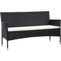 Emery Poly Rattan 3 Seater Garden Sofa With Cushions In Black