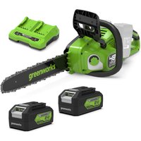 Greenworks GD24X2CS36 48v Cordless Brushless Chainsaw 360mm 2 x 4ah Li-ion Charger