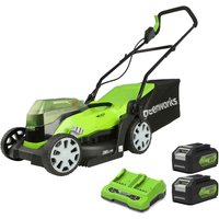 Greenworks G24X2LM36 48v Cordless Rotary Lawnmower 360mm 2 x 4ah Li-ion Charger