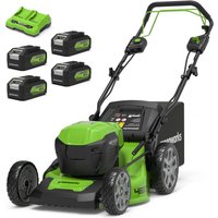 Greenworks GD24X2LM46SP 48v Cordless Brushless Self Propelled Rotary Lawnmower with 4 Slot Power 460mm 4 x 4ah Li-ion Charger