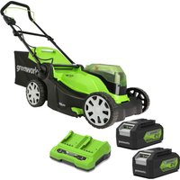 Greenworks G24X2LM41 48v Cordless Rotary Lawnmower 410mm 2 x 4ah Li-ion Charger