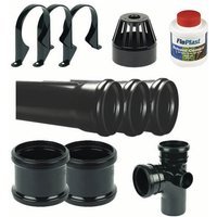 FloPlast Ring Seal Soil Stack Complete Kit - 110mm Black