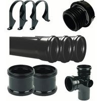 FloPlast Ring Seal Soil Stack Complete Kit - with External Air Valve - 110mm Black