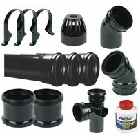 FloPlast Ring Seal Soil Stack Complete Kit - with Offsets - 110mm Black