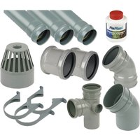 FloPlast Ring Seal Soil Stack Complete Kit - with Offsets - 110mm Grey