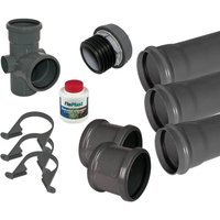 FloPlast Ring Seal Soil Stack Complete Kit - with External Air Valve - 110mm Anthracite Grey